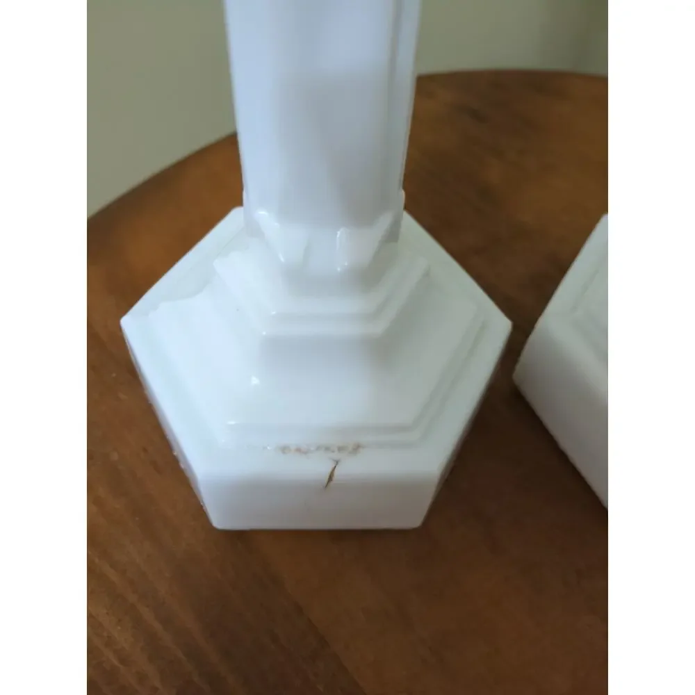 Rare Cambridge #3 Opal Crucifix Candlesticks.